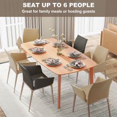 HOMCOM Pine Wood Dining Table for 6, 47" Rustic Rectangular Kitchen Table with Large Tabletop for Dining Room, Natural