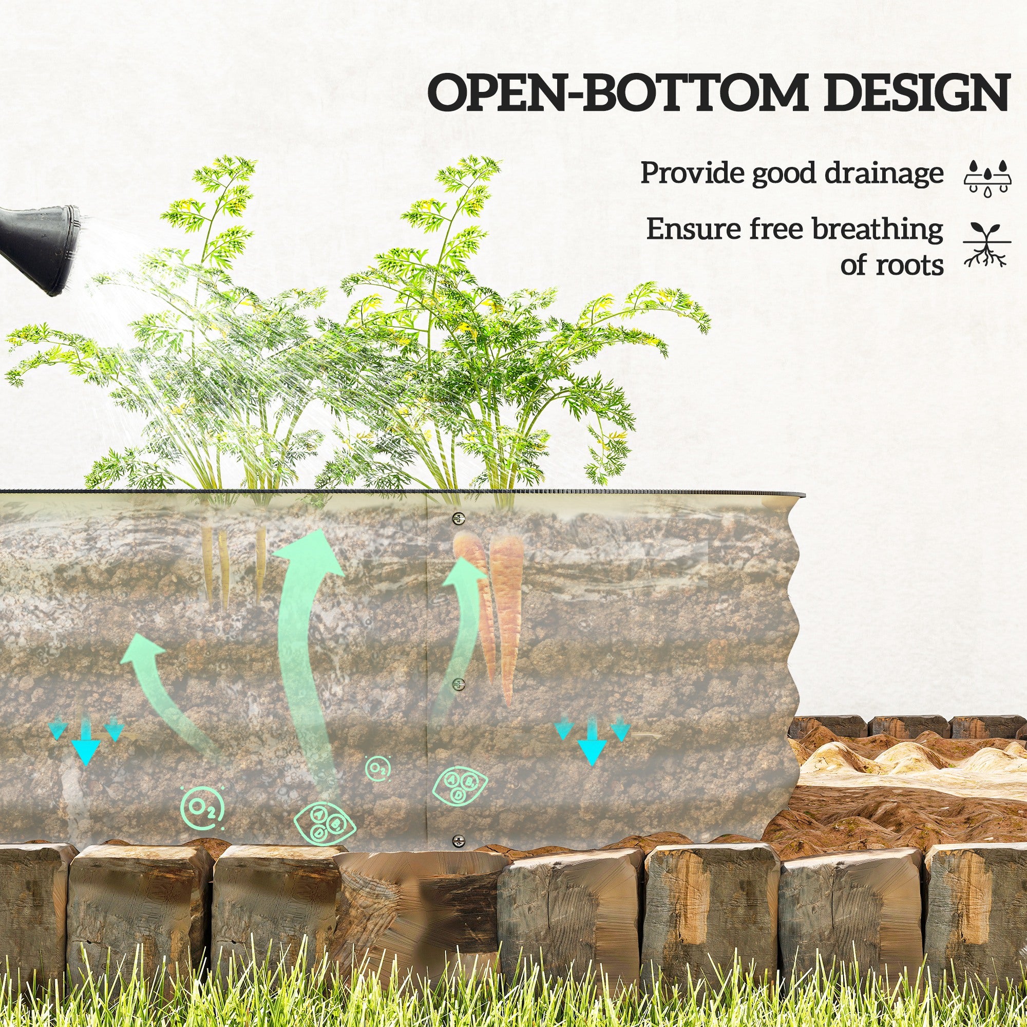 Outsunny 7.9' x 2' x 1' Galvanized Raised Garden Bed Kit, Metal Planter Box with Safety Edging, Cream